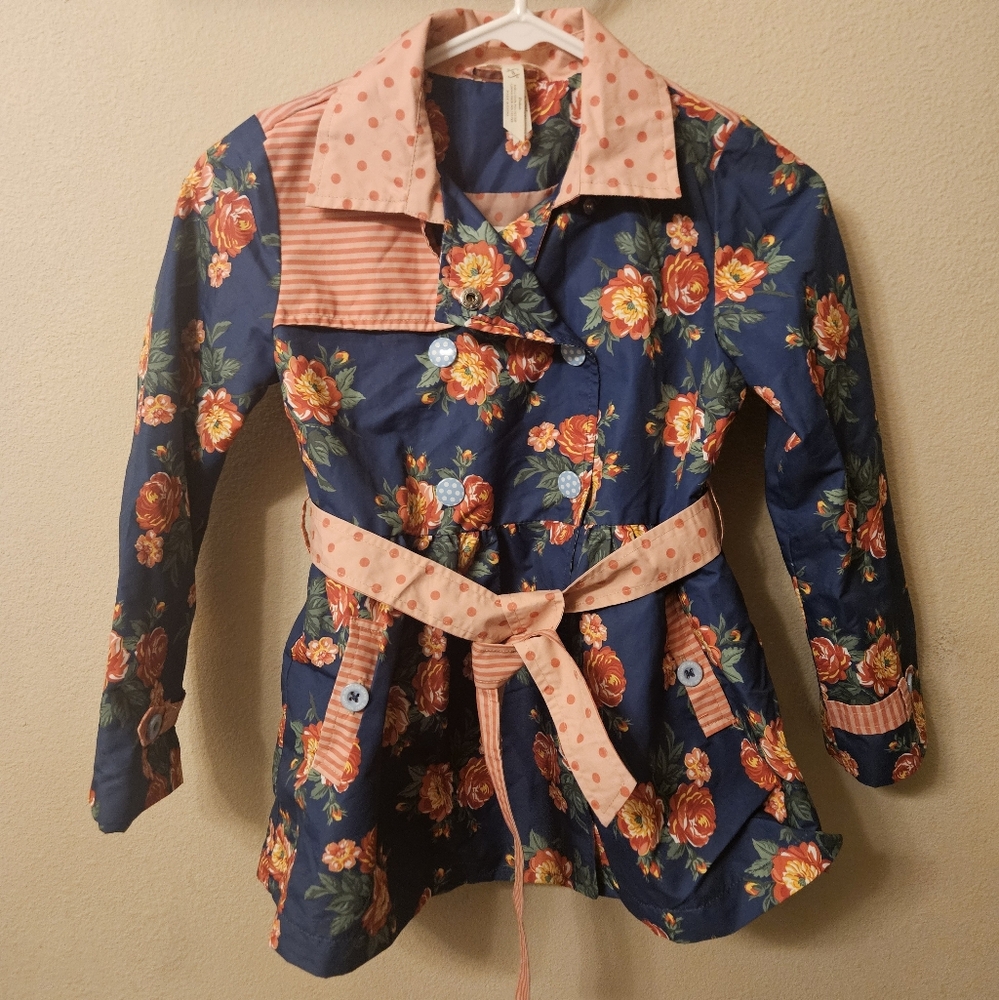 Matilda Jane Blue Floral Trench Coat
